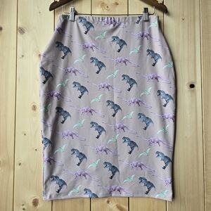 Suka Clothing Dinosaur Prehistoric Tan Pencil Skirt Large